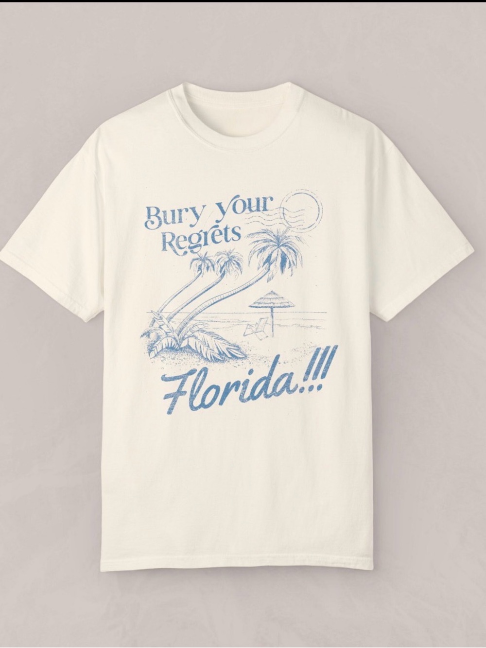 Florida Bury Your Regrets Vintage Beach Graphic Tee Ivory 2XL